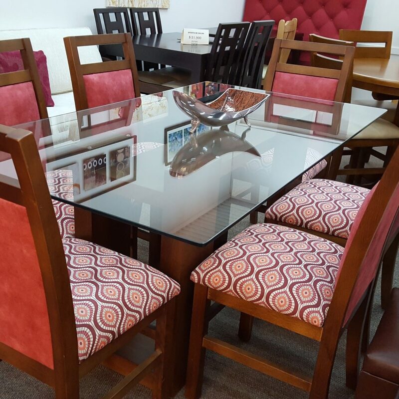 Juego de comedor con tapa de vidrio