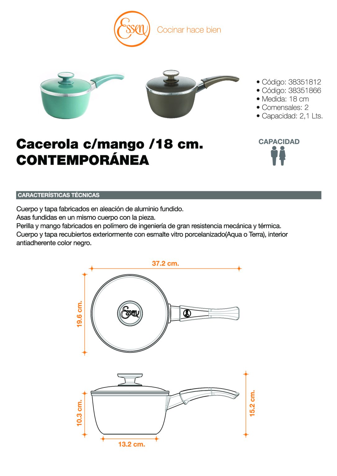 Cacerola de 18 cm  Aqua