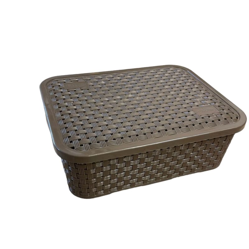 Cesto Rattan con tapa Medidas 25.5 x 20 cm x 8.3 cm