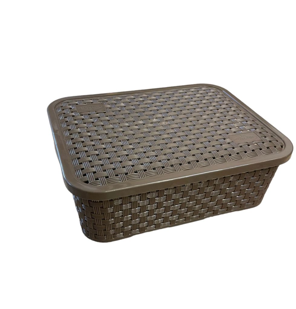 Cesto Rattan con tapa Medidas 25.5 x 20 cm x 8.3 cm