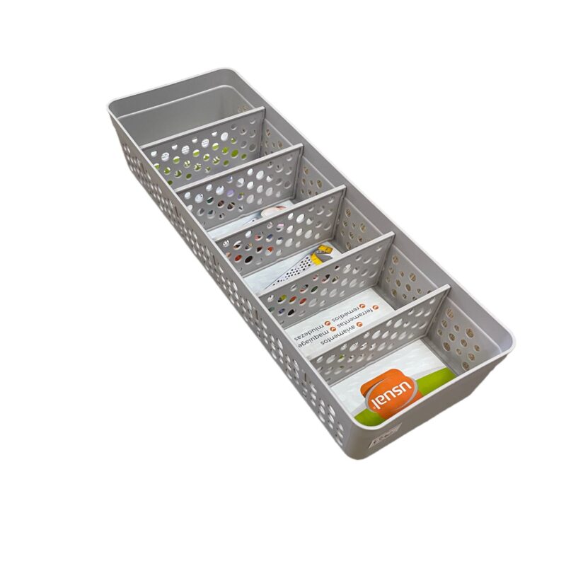 Organizador para cajon con seis divisiones Medidas 11.5 x 38 x 5.5 cm